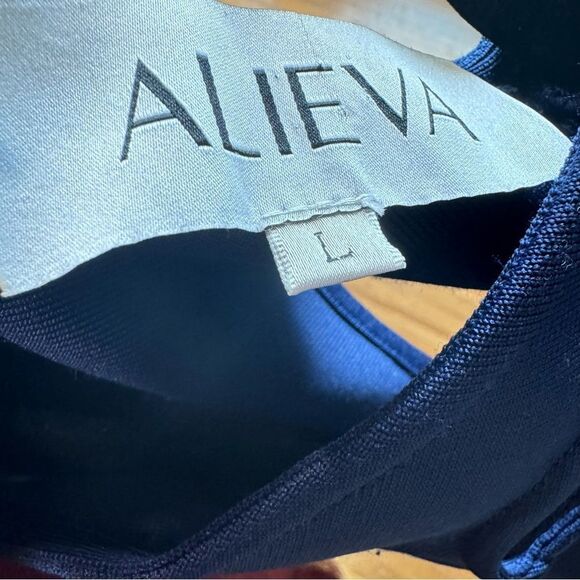 ALIEVA IRA TWO TONE BANDAGE Navy and Pink One-Shoulder Bodycon Mini Dress Size L - Picture 10 of 11